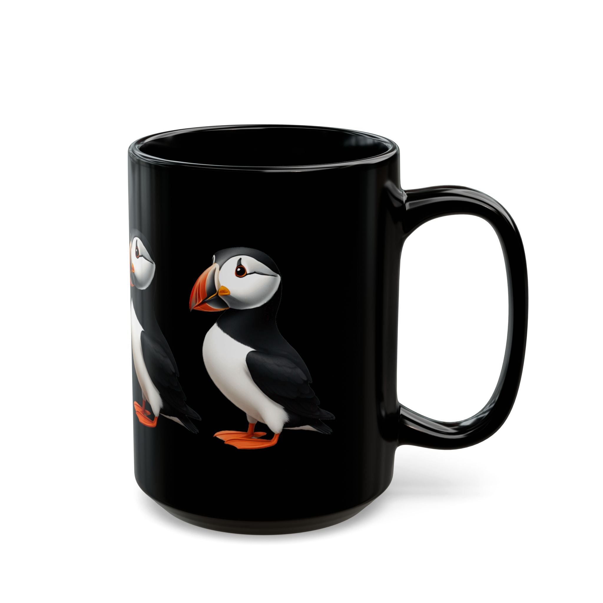 Cute Puffin Black Mug - Perfect Gift for Bird Lovers, 11oz & 15oz