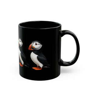 Cute Puffin Black Mug - Perfect Gift for Bird Lovers, 11oz & 15oz