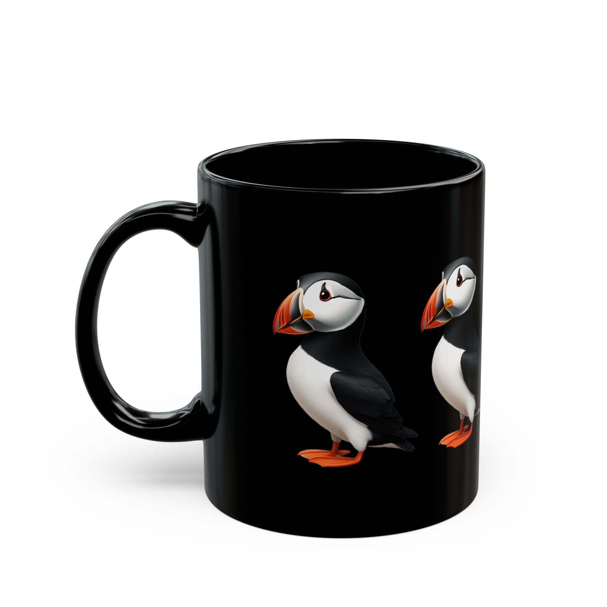 Cute Puffin Black Mug - Perfect Gift for Bird Lovers, 11oz & 15oz