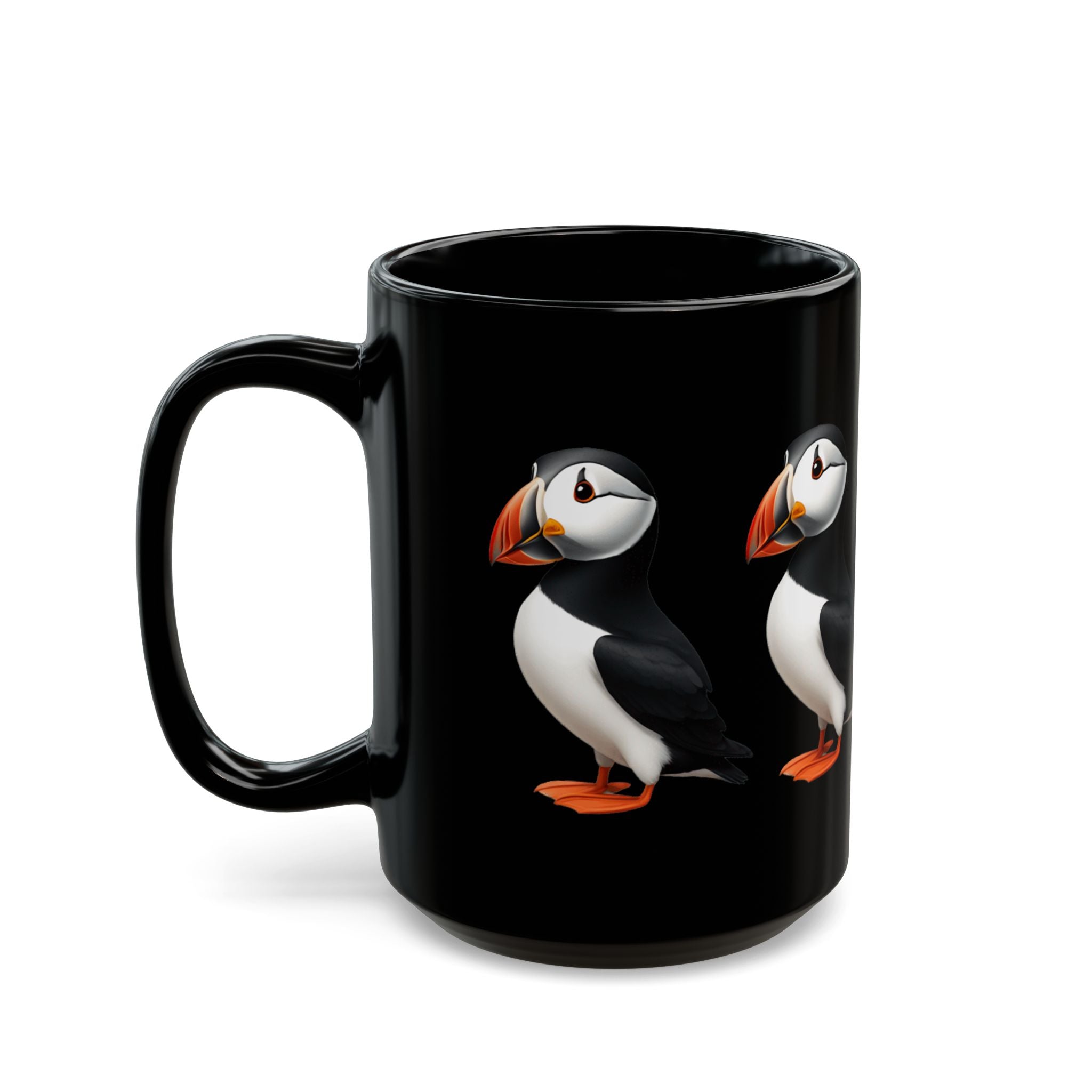 Cute Puffin Black Mug - Perfect Gift for Bird Lovers, 11oz & 15oz