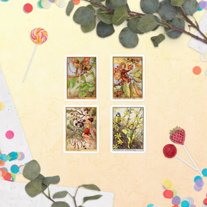 Fairytale & Folklore Stickers - Cecily Mary Barker's Flower Fairies: Beech Tree, Sweet Chestnut, Alder Tree, Winter Jasmine