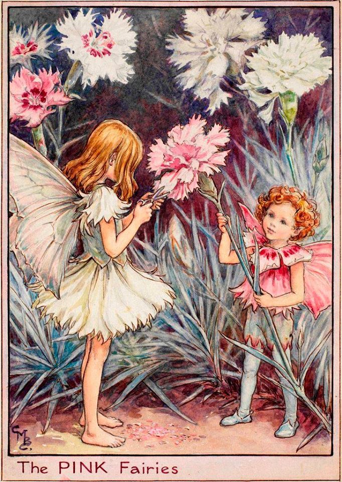 Fairytale & Folklore Stickers - Cecily Mary Barker's Flower Fairies: Red Clover, Lavender, Canterbury Bells, Pinks