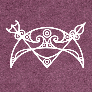 Neck Gaiter Mask - Broch of Burrian Pictish Symbol, White on Lavender