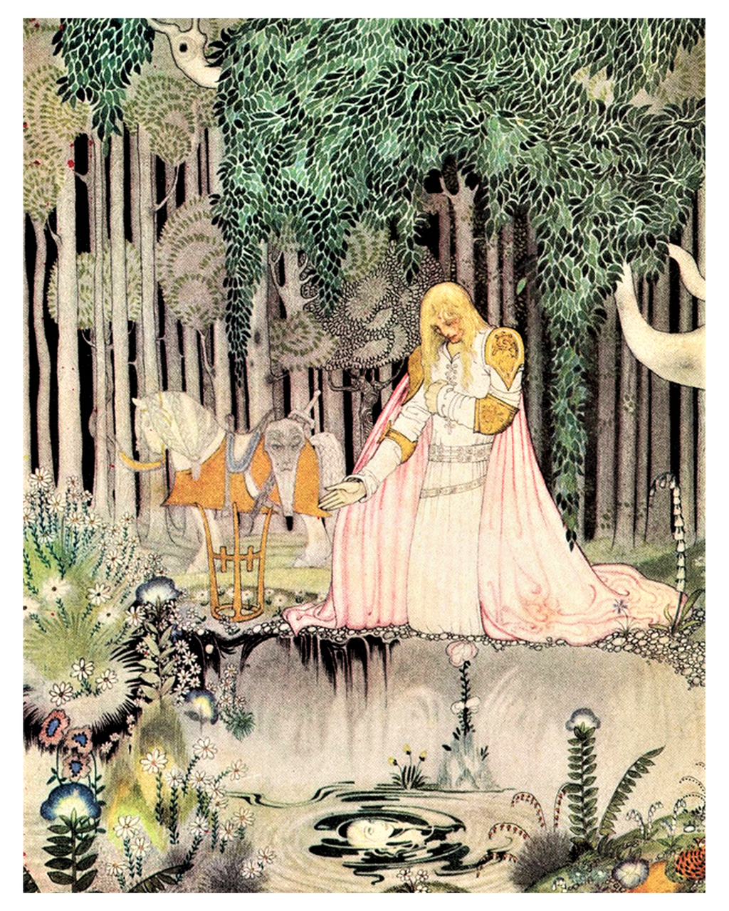 Kay Nielsen folklore illustration poster is from a story called The Lassie and her Godmother
