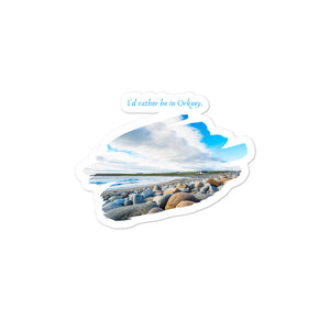 Orkney Islands Stickers - "I'd rather be in Orkney" Beach Scene