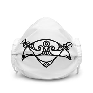 Orkney Islands Premium Face Mask - Broch of Burrian Pictish Symbol, Black on White