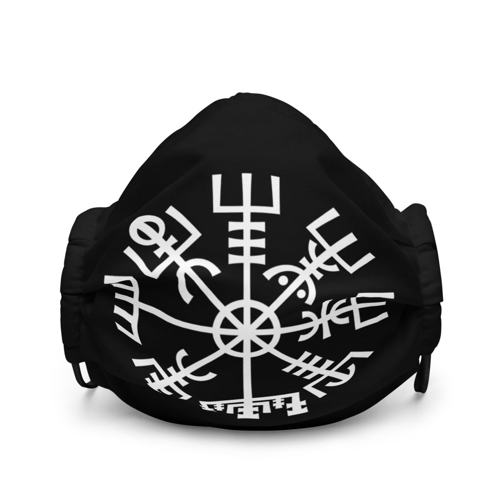 Viking Premium Face Mask - Vegvisir, White on Black
