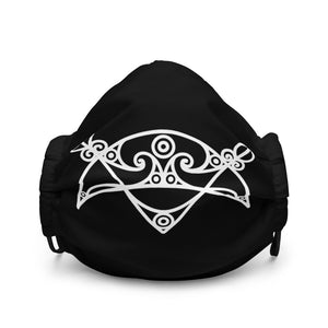 Orkney Islands Premium Face Mask - Broch of Burrian Pictish Symbol, White on Black