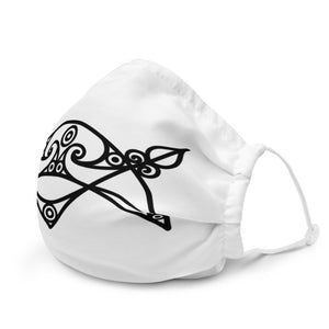 Orkney Islands Premium Face Mask - Broch of Burrian Pictish Symbol, Black on White