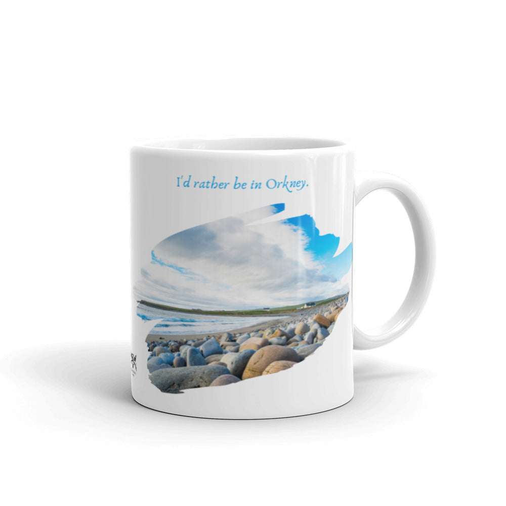 Orkney Islands Mug - "I'd rather be in Orkney" Beach Scene